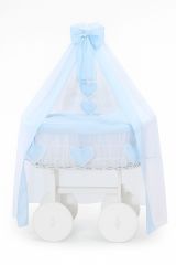 Cesta de Mimbre Moisés My Sweet Baby Deluxe Amelie - Blanco y Azul