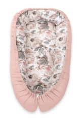 Baby Nest Double-sided Premium Cocoon For Infants Bobono - Sepia Roses/pastel Pink