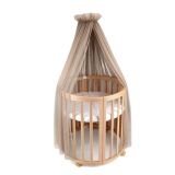 Dosel de tul Taupe para cuna con estructura de Waldin.