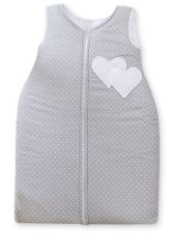 Cotton Sleeping Bag For Children, Size M, 6-12 Months, Tog 2.5, All-season,hearts Polka Dots On Grey