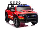 Vehículo de bomberos a batería RAM ZB629-F en color rojo con luces encendidas