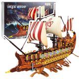 Set de construcción barco romano antiguo 2073 piezas LEAN Toys vista frontal