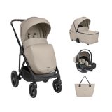 Carrito de bebé 3en1 Kikkaboo en color beige con capazo