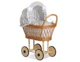 Carrito de Muñecas de Mimbre My Sweet Baby con Ropa de Cama
