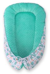 Baby Nest Double-sided Premium Cocoon For Infants Bobono Minky- Hedgehogs Mint