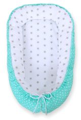 Baby Nest Double-sided Premium Cocoon For Infants Bobono- Grey Stars/ Dots On Mint