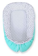 Baby Nest Double-sided Premium Cocoon For Infants Bobono - Black Dots White Dots On Mint