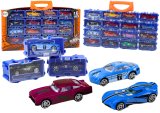 Juego de coches con resortes en maletín metálico, 16 piezas