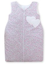 Cotton Sleeping Bag For Children, Size M, 6-12 Months, Tog 2.5, All-season, Hearts Pink Flowers