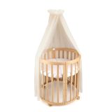 Dosel de tul para cuna con estructura en color champán de Waldin, ideal para decorar la cuna.