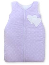 Cotton Sleeping Bag For Children, Size M, 6-12 Months, Tog 2.5, All-season, Hearts Dots On Lilac