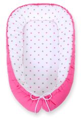 Baby Nest Double-sided Premium Cocoon For Infants Bobono- Stars Grey-pink/ Pink