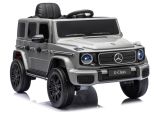 Coche eléctrico infantil Mercedes G 4x4 gris con tracción total, vista frontal