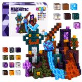 Set de bloques magnéticos Pixel Mundo Oscuro de Lean toys en uso.