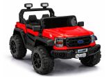 Coche eléctrico 4x4 en rojo, ideal para aventuras exteriores.
