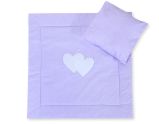 Pram Bedding Set With Duvet And Pillow 2pcs - Hearts White Polka Dots On Lilac