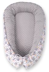 Baby Nest Double-sided Premium Cocoon For Infants Bobono Minky- Hedgehogs Grey