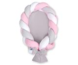 Nido Trenzado 2 en 1 My Sweet Baby - Blanco, Gris y Rosa