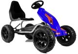 Kart de pedales B012 azul LEAN CARS con ruedas hinchables vista tres cuartos