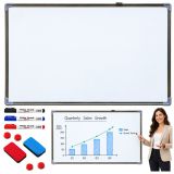 Pizarra magnética blanca de 90x60 cm con accesorios incluidos.