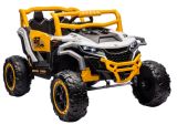 Coche eléctrico infantil M1 4x4 blanco y amarillo LEAN CARS vista tres cuartos