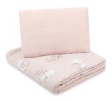 Juego de cama infantil osito y conejito con edredón y almohada 100x135 cm