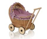 Cochecito de Muñecas My Sweet Baby de Mimbre Rosa Natural