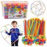 Set construcción Straws 3D 4D 1000 piezas multicolor LEAN Toys