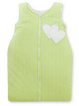 Cotton Sleeping Bag For Children, Size M, 6-12 Months, Tog 2.5, All-season, Hearts Green Strips