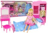 Juego de muñecas con cama, armario y tocador