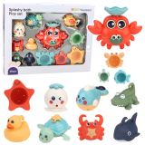 Juego de juguetes de baño cangrejo y animales marinos 12 pcs