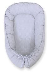 Baby Nest Double-sided Premium Cocoon For Infants Bobono- White Polka Dots On Grey/grey