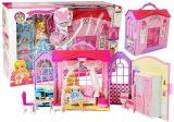 Casa de Muñecas Plegable con Muñeca Rubia y Accesorios