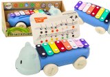 Instrumento educativo de címbalos en forma de hipopótamo