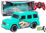 Coche de control remoto RC con dinosaurio, escala 1:10, verde