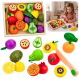 Set de Frutas de Madera Magnético con Cuchillo Seguro