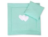Pram Bedding Set With Duvet And Pillow 2pcs - Hearts Mint
