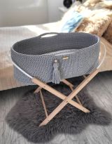 Set de Moisés Boho Hecho a Mano My Sweet Baby - Gris Oscuro - Incluye Patas