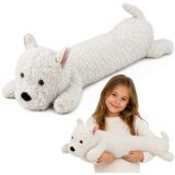 Peluche grande de perro West Highland de 90 cm en primer plano.