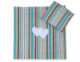 Pram Bedding Set With Duvet And Pillow 2pcs - Hearts Brown Strips