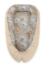 Baby Nest Double-sided Premium Cocoon For Infants Bobono- Dandelions Grey/ Beige