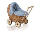 Carrito de muñecas My Sweet Baby con ropa, mimbre natural