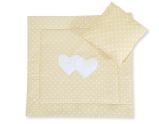 Pram Bedding Set With Duvet And Pillow 2pcs - Hearts White Dots On Beige