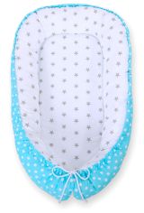 Baby Nest Double-sided Premium Cocoon For Infants Bobono- White Dots/ Grey Stars
