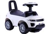 Correpasillos infantil Lean Cars blanco, vista frontal con volante y luces