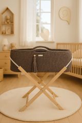 Set de Moisés Boho Hecho a Mano My Sweet Baby - Color Chocolate - Incluye Patas