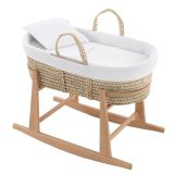 Moisés de Palma Acolchado con Patas de Madera Unic Crudo Natural 39x80x61 cm