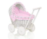 Carrito de Muñecas My Sweet Baby de Mimbre con Ropa Rosa