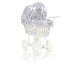 Carrito de Muñecas My Sweet Baby de Mimbre con Ropa de Cama