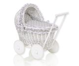 Carrito de muñecas My Sweet Baby de mimbre con ropa gris